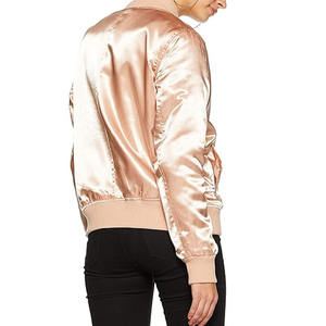Chaqueta Bomber Satinada Personalizada en Blanco Servicio OEM Diseño Chaqueta Satén Liso Chaqueta Satén Elegante Personalizada - Product Image 2