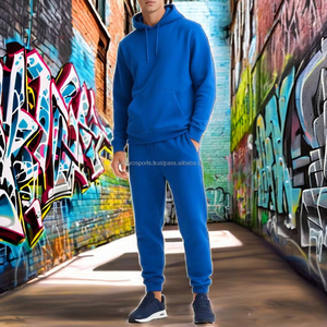 Ensemble de survêtement streetwear deux pièces en coton mélangé épais de haute qualité OEM, comprenant un sweat à capuche et un pantalon de jogging, idéal pour la gym et la course à pied - Product Image 6