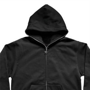 Sweat à capuche thermique zippé personnalisé OEM pour homme, noir, avec motifs graphiques et accessoires métalliques, épais, style streetwear, vêtement d'extérieur - Product Image 3