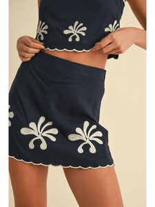 Excellente qualité Vintage Beige Floral brodé genou 100% coton écologique respirant séchage rapide ensemble 2 pièces Shorts élégant - Product Image 4