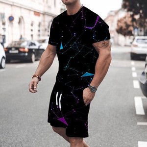 ชุดวอร์มสั้นผู้ชายชุด2ชิ้นชุดวอร์มแฟชั่นฤดูร้อนเสื้อแขนสั้นและกางเกงขาสั้นชุดวิ่งจ๊อกกิ้งมีกระเป๋า - Product Image 6