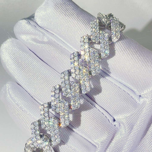 Pulsera Clásica de Moissanita Cultivada en Laboratorio VVS, Elegante Diseño de Eslabones Cubanos de Miami, Cadena Fina de Plata de Ley 925, Joyería de Oro - Product Image 3