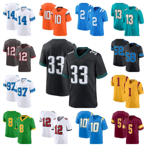 Custom Orange Blue American Football Jersey Team Uniform V Neck Short Personalized Number Breathable Mesh Anti-Bacterial - Product Image 3