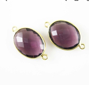 Arrivée Double Bali Connecteur Pendentif 10-14mm Ovale Bleu Quartz Facettes Argent & Or Plaqué Rhodium Séduisant Charme Bijoux - Product Image 4