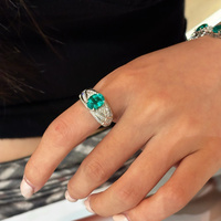 18K/14K Vergoldeter Ovaler Grüner Edelstein Art Deco Pav Diamant Party Statement Ring IGI Zertifiziert Luxus Feiner Schmuck OEM ODM