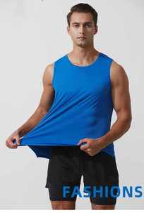 Men's Sleeveless Tank Tops Solid Color Quick Dry O-Neck Sporty Knitted Polyester Gym <b>Running</b> <b>Singlets</b> Multi-Color - Product Image 4