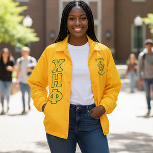 Veste d'entraîneur OEM unisexe avec lettres grecques Veste d'entraîneur coupe-vent brodée sur mesure pour l'équipe de sororité et les collèges Vente en gros - Product Image 3