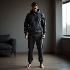 Chándal con cremallera para hombre Sudadera con capucha y pantalones de chándal Jogger Conjuntos de dos piezas Chándal informal con diamantes de imitación para hombre - Product Image 6