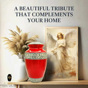 โกศเคลือบอลูมิเนียมที่ระลึกเถ้ากระดูกสีแดงเคลือบพรีเมียมมีน่า (ใหญ่10.5 ") ไม่รั่วซึมส่วยที่สง่างาม - Product Image 5