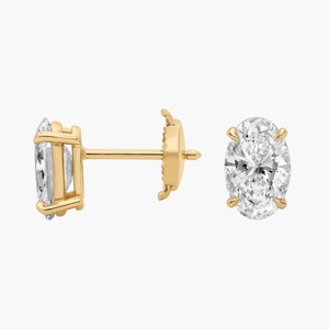 ต่างหูเพชรทรงรีเจียระไนแบบเรืองแสง 2.00 กะรัต เพชรเพาะเลี้ยงในทองคำแท้ 14K เหมาะสำหรับโอกาสพิเศษและงานปาร์ตี้ - Product Image 4