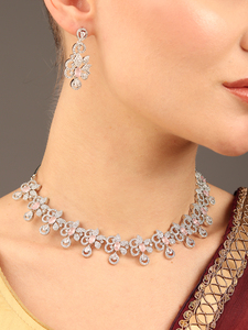 Ensemble de bijoux exclusif pour femmes, pour les mariages et les fêtes, collier et boucles d'oreilles en diamants américains de qualité supérieure - Product Image 3