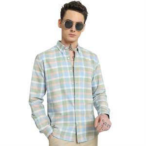 Camisa a cuadros de algodón 100% de alta gama para hombre Elegante abotonada con un patrón de cuadros refinado, ideal para el trabajo, el ocio y el fin de semana - Product Image 5