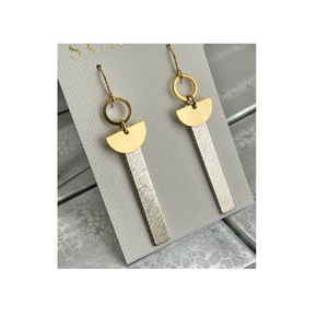 2024 pequeña joyería de latón hecha a mano Dakota del Norte EE. UU. Pendientes hechos de hoja Rectángulo Pendientes de latón hechos a mano Diseño - Product Image 6