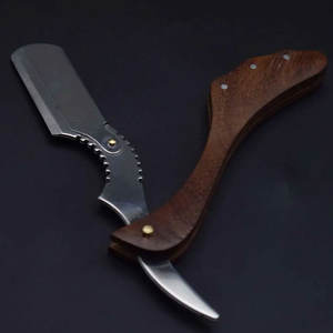 Rasoir de barbier droit de haute qualité avec manche en bois outil de rasage à lame unique visage corps Bikini Logo personnalisé lame remplaçable - Product Image 3