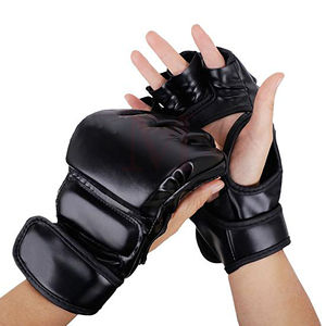 Guantes de MMA de Cuero Genuino para Entrenamiento de Artes Marciales, Guantes de Cuero Vacuno para Dedos - Product Image 1