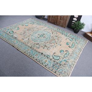 Alfombra Vintage, Alfombra Grande de 6.2x8.6 pies, Alfombra Turca de Lana con Camuflaje Azul - Product Image 4