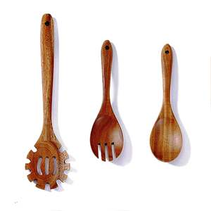 Servidores o pinzas para ensalada Utensilios de madera Juego de servidores de ensalada hechos a mano Producto de madera para uso doméstico en la cocina - Product Image 3
