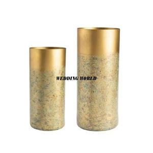 Juego de tres floreros de metal, soporte de flores de diseñador chapado en oro hecho a mano, maceta de metal nueva de lujo con estilo clásico - Product Image 2