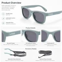 Lunettes de soleil pour enfants en silicone de sécurité, 0-3 ans, verres polarisés UV400 dégradés, lunettes pour tout-petits avec sangle de tête