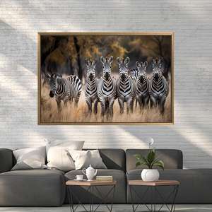 ภาพพิมพ์ลายม้าลายสุดหรู - ศิลปะตกแต่งผนังป่าสไตล์โมเดิร์นสำหรับตกแต่งบ้าน,1P:กรอบสีทอง - Product Image 1