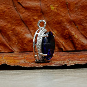 5,0 Ct Oval Cut Blue Color Fancy Diamond Pendant Halo Set Oro blanco Regalo de aniversario perfecto para ella Colgantes de diamantes Encantos - Product Image 3