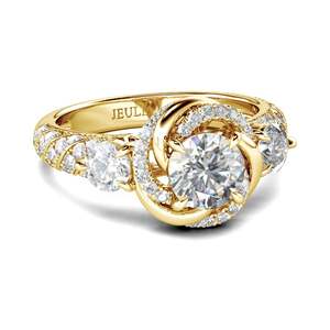 แหวนหมั้นเพชรโมอิสซาไนต์ทรงกลม Jeulia Floral Halo ตัวเรือนเงินแท้ชุบโรเดียม - Product Image 2