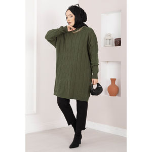 เสื้อคลุมไหมพรมลายบาคลาวาสีกากี สไตล์ลำลองสำหรับฤดูใบไม้ร่วง - Product Image 1