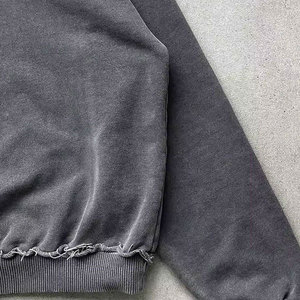 Fabricantes de Ropa al por Mayor, Sudadera con Capucha Personalizada de Corte Regular, 100% Algodón, con Cierre, Bolsillo, Lavado Ácido, Aspecto Desgastado, Tinte Liso - Product Image 3