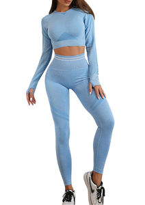 ชุดออกกำลังกายผ้าสแปนเด็กซ์และโพลีเอสเตอร์รัดรูปเอวสูงถุงน่องยาวถึงข้อเท้ากางเกงออกกำลังกาย - Product Image 3