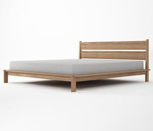 กรอบเตียงไม้สักเนื้อแข็งขนาดคิงไซส์สีธรรมชาติสำหรับเฟอร์นิเจอร์บ้านโรงแรมหรืออพาร์ตเมนต์ - Product Image 1