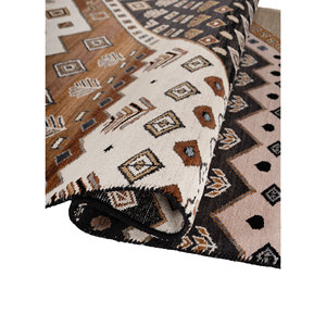 Alfombra Manchaha 9x12 de Lana y Seda de Bambú Anudada a Mano, Gris y Negra con Patrón Geométrico para Sala de Estar, Pasillo, Rectangular LES-463-C - Product Image 2