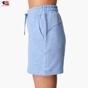 Mini pantalones cortos deportivos personalizados para mujer, diseño de brisa de verano de algodón sólido con cordón, transpirable, para correr, atletismo, lavado colorido - Product Image 5