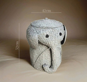 Cesta de almacenamiento de ratán de bambú 2025 más vendida con forro VA001 Diseño de elefante - Product Image 4