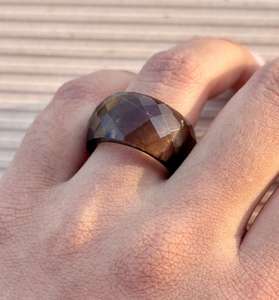 Natural Smoky Quartz Gemstone <b>Ring</b> Uniquely Designed Faceted Band Gemstone <b>Ring</b> Special Gift For Her Or Him Smoky Quartz Jewelry - Product Image 4