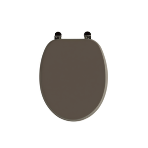 Sedile WC Universale Koricini in Legno Grigio Tortora Scuro Opaco con Cerniere Cromate - Product Image 3