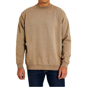 Vente en gros de sweats de haute qualité pour hommes, sweat-shirt à col rond avec logo personnalisé pour hommes et tissu personnalisé 400gsm - Product Image 4