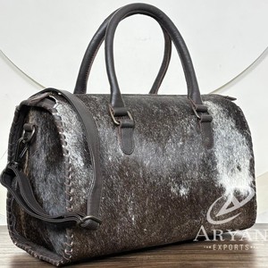 Premium Genuine Cowhide Leather Duffle <b>Bag</b> Handmade Western <b>Travel</b> <b>Weekender</b> Gym <b>Bag</b> Real Hair-on Hide Speedy Handbags for <b>Women</b> - Product Image 1