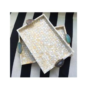 Bandeja de servicio de madera de calidad superior con incrustaciones de perlas Madre, bandeja decorativa de exhibición de Chocolate, vajilla para platos de comida - Product Image 1