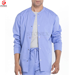 Doctor Scrubs logotipo personalizado cómodo estiramiento médico Hospital hombres Scrub chaqueta al por mayor - Product Image 3