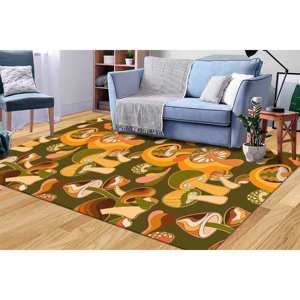 Mushroom Printed <b>Rug</b>: Trendy Modern Office Dining Room Decor,<b>Chenille</b> <b>Rug</b> - Product Image 4