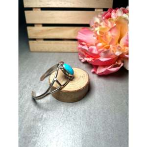 Navajo Handmade Kingman Turquoise & Sterling <b>Silver</b> <b>Cuff</b> <b>Bracelet</b> Cultural Collectible Jewelry - Product Image 2