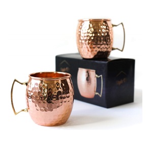 Copper Mugs Pure Drink with Ayurvedic Health Best Selling Moscow Mule Pure Copper Mugs of Pair With Wooden <b>Coaster</b> - Product Image 2