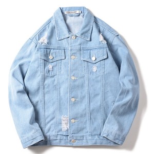 Chaquetas de Béisbol de Mezclilla Azul Personalizadas, Estilo Urbano, Transpirables, Resistentes al Viento, con Parches, para Hombre - Product Image 3