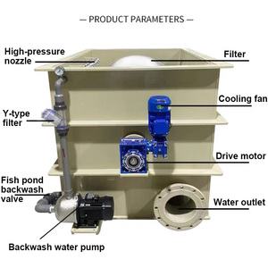 Machine de microfiltration rotative à tambour PP à faible consommation d'énergie 30T/h, système de filtration d'eau pour aquariums d'aquaculture, purificateur haute efficacité - Product Image 3