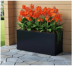 Jardinière rectangulaire en métal noir Potter avec bac d'égouttement - Product Image 1