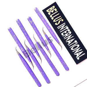 Venta al por mayor de pinzas de extensión de pestañas con logotipo personalizado punta de fibra de precisión herramientas de pestañas para profesionales del salón - Product Image 4