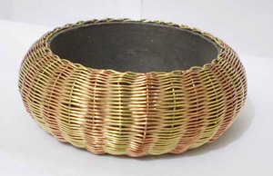 Luxury Mixed <b>Metal</b> Copper Bangle For Women Unique Tri Tone Gold Rose Gold Silver Woven Wire Design Solid <b>Bracelet</b> <b>Metal</b> Crafts - Product Image 4