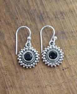 Pendiente personalizado de diseñador hecho a mano con piedras preciosas de Plata de Ley 925 de ónix negro para mujer, joyería Piercing fina personalizada - Product Image 2