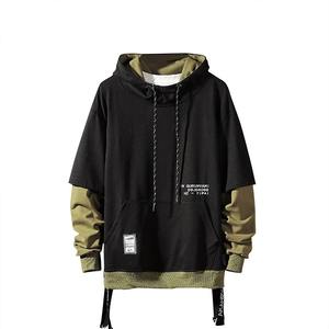 <b>Men's</b> Casual Hip Hop Winter Pullover <b>Hoodie</b> New Colorblock Patchwork Design 100% Cotton Woven Sweatshirt Set - Product Image 4