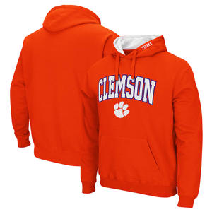 Clemson University Classic Men's 100% Cotton Fleece Hoodies Patrón sólido Logotipo apilado Cuello redondo bordado para primavera - Product Image 2